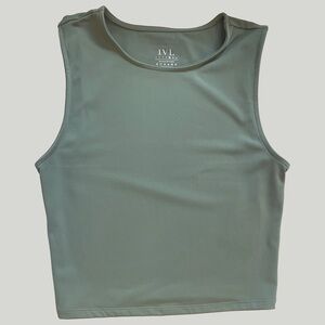 Women’s Muted Tone Olive Green Sleeveless Activewear Workout Casual Top